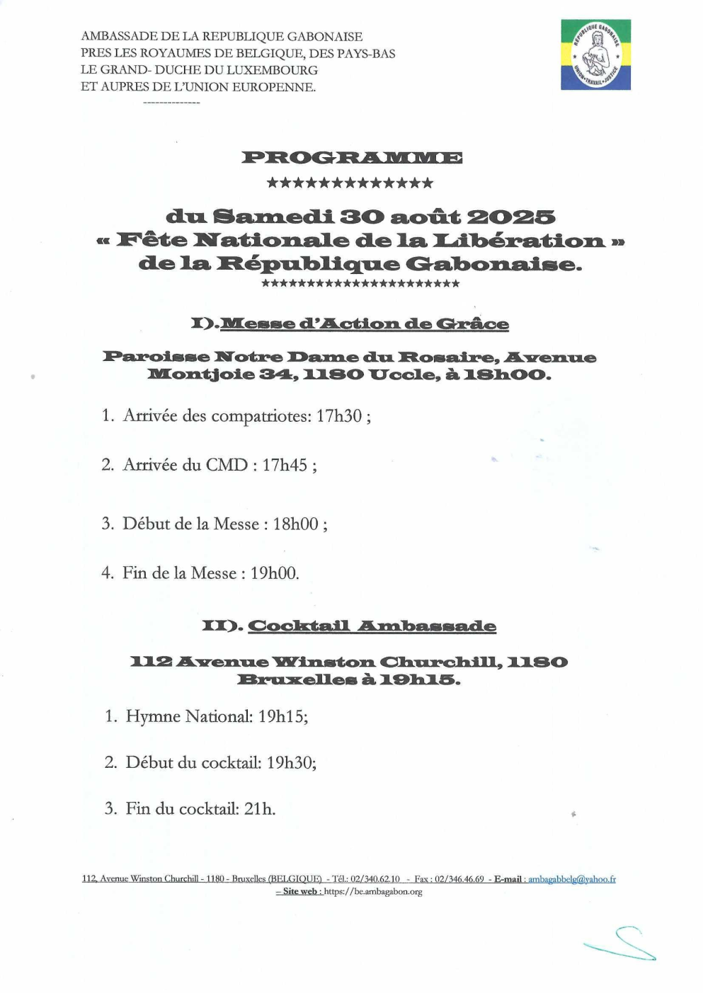 PROGRAMME DU SAMEDI 30 AOÛT 2025 MESSE DCTIONN DE GRÂCE