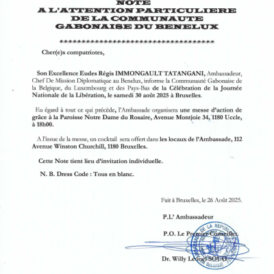 Note A Lattention Particuliere De La Communaute Gabonaise Benelux